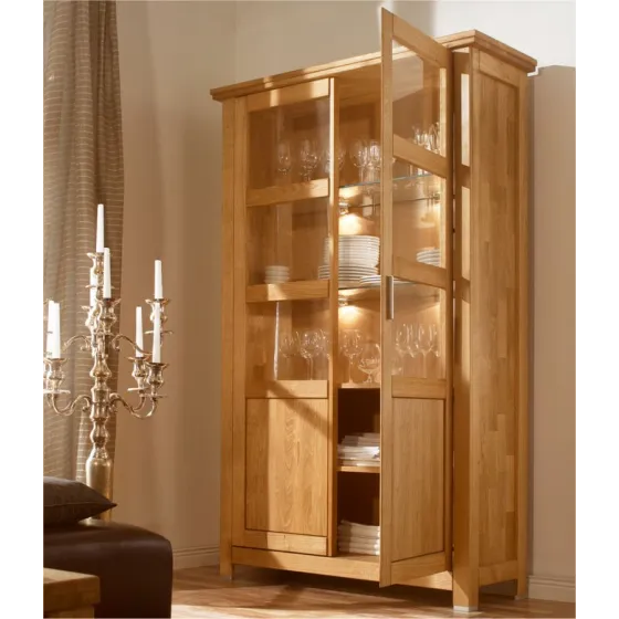 Vaisselier 2 portes vitrées en bois naturel collection ROMA