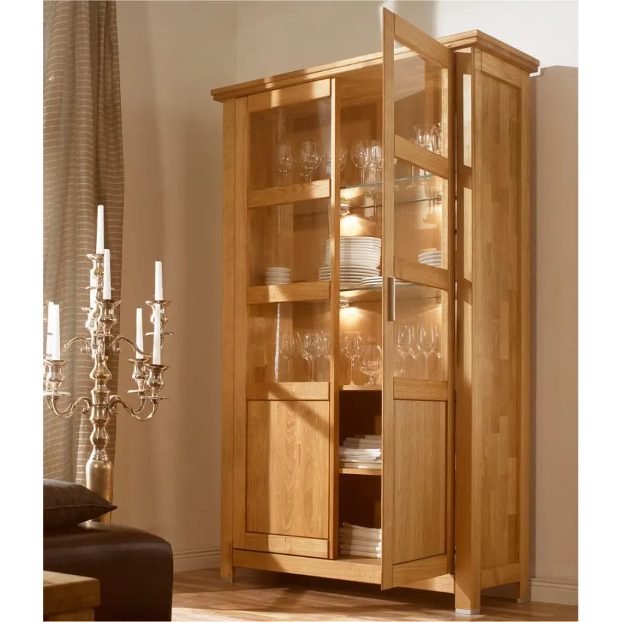 Vaisselier 2 portes vitrées en bois naturel collection ROMA