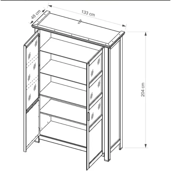 Vaisselier chêne clair avec 5 niches de rangement collection ROMA