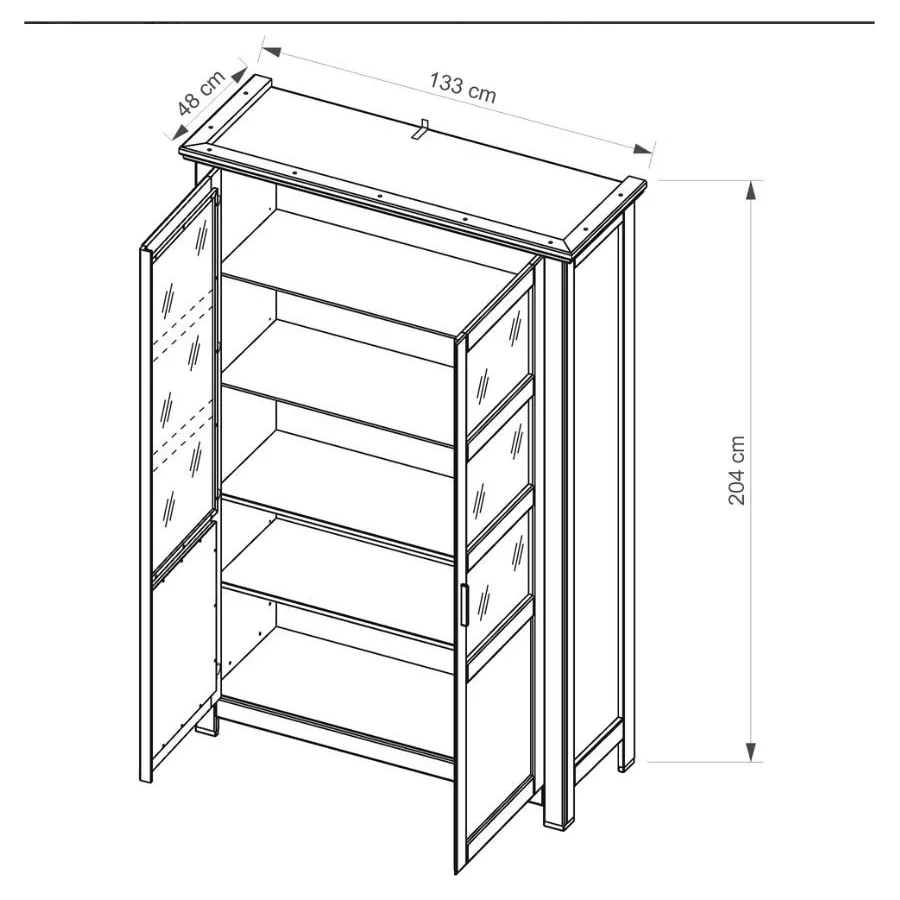 Vaisselier chêne clair avec 5 niches de rangement collection ROMA