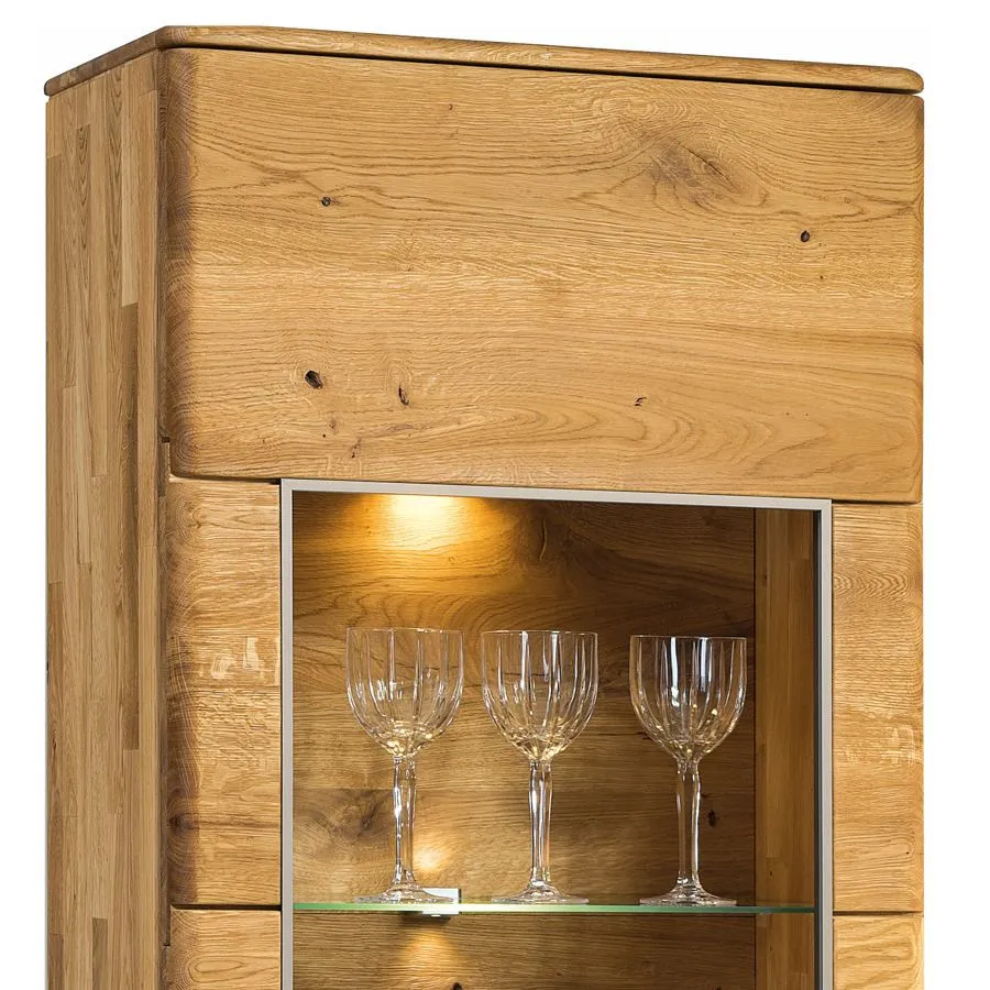 Lumières LED incluses pour vitrine en chêne collection VERONA