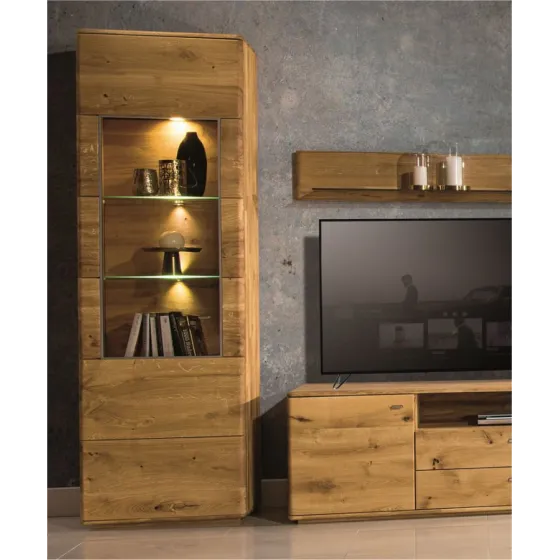 Vitrine en chêne 1 porte avec éclairage LED inclus collection VERONA