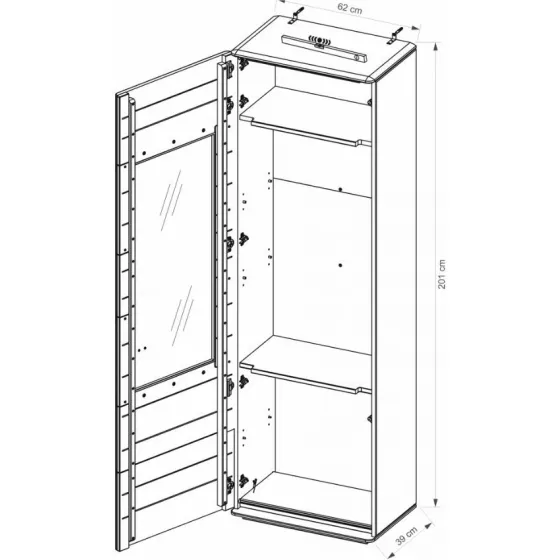 Vitrine chêne massif 1 porte 1 façade vitrée gamme VERONA