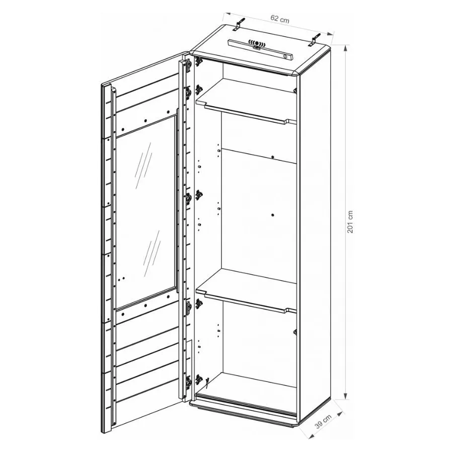 Vitrine chêne massif 1 porte 1 façade vitrée gamme VERONA