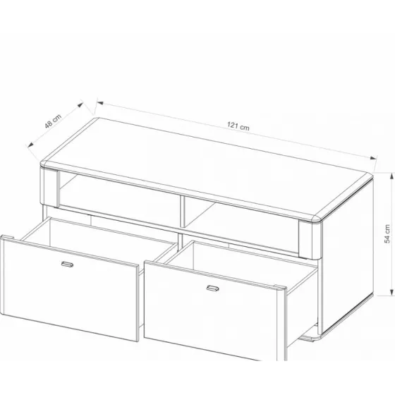 meuble tv en bois massif avec 2 vastes tiroirs de rangement collection ROMA
