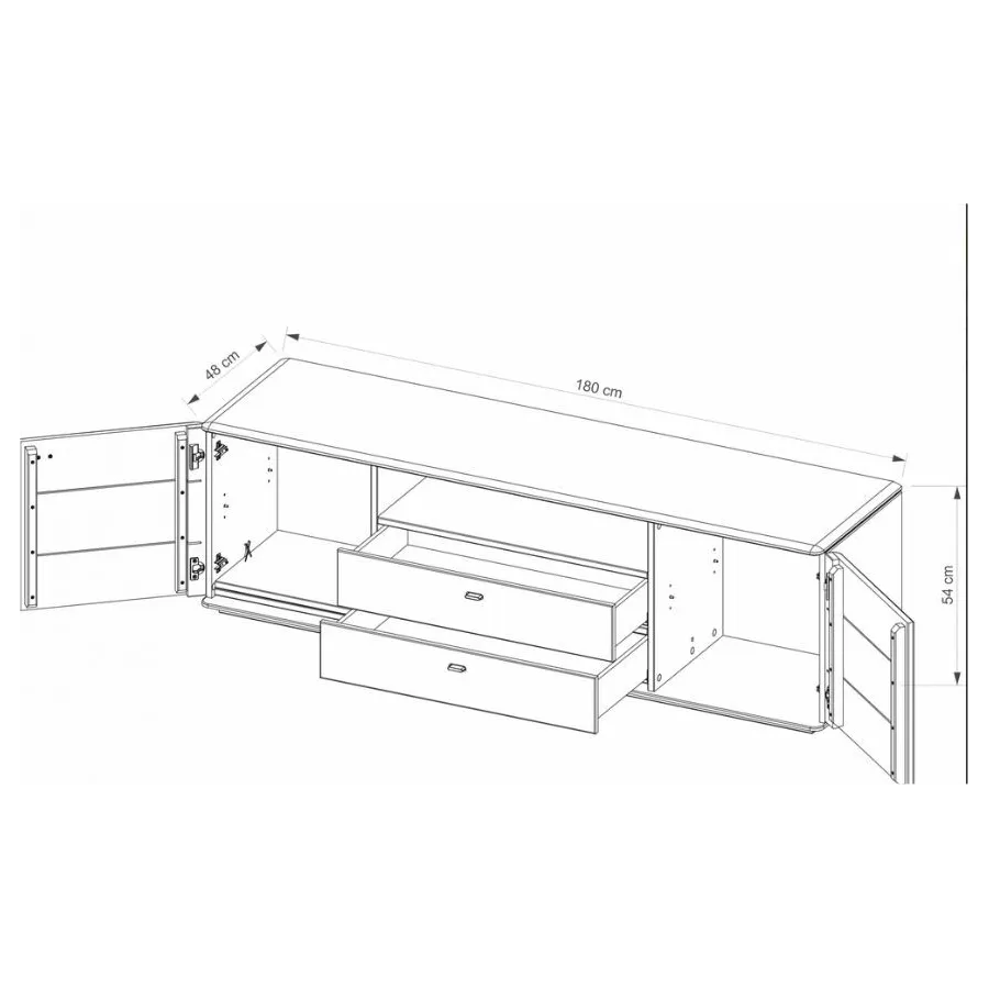 Meubles TV en bois large 180 cm collection VERONA