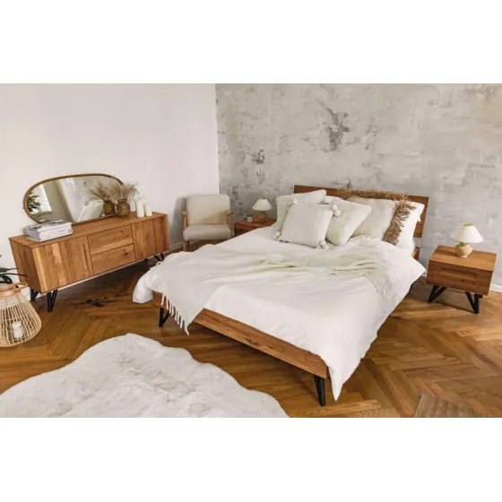 Lit en chêne massif design 160x200 collection VIGO