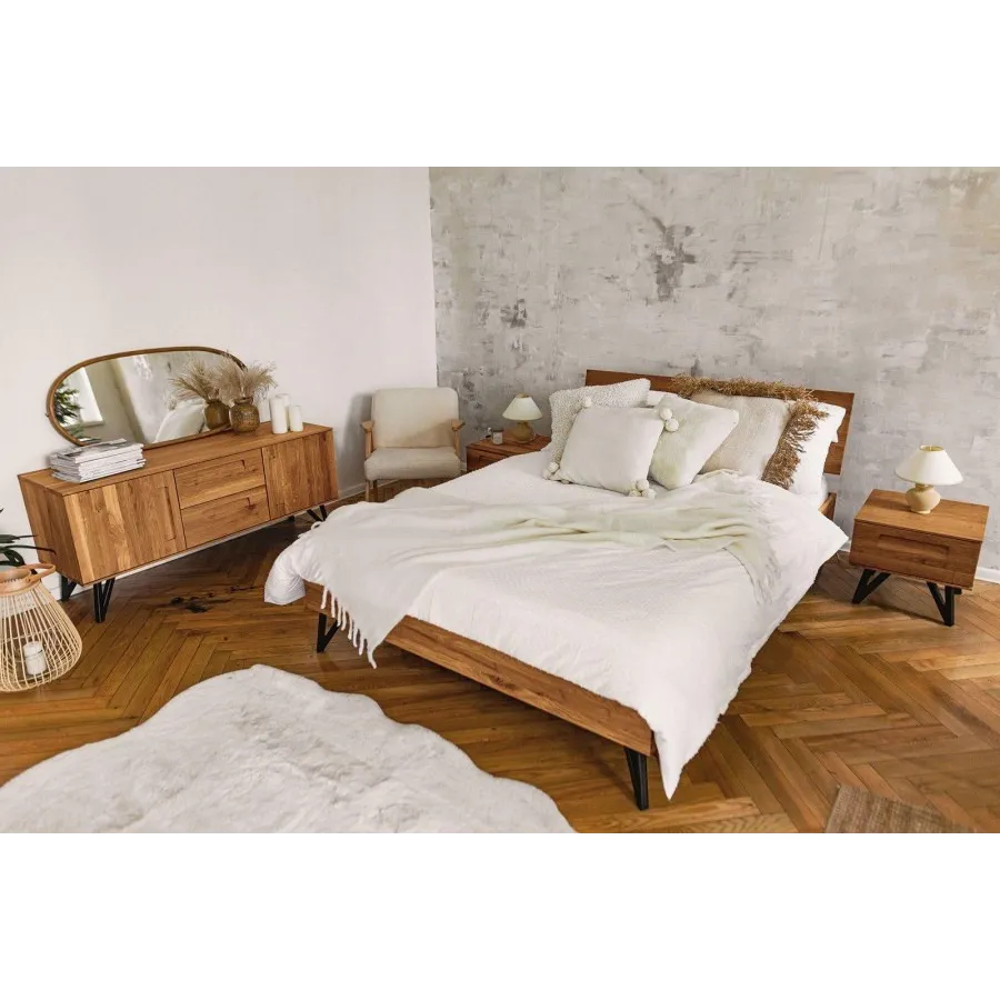 Lit en chêne massif design 160x200 collection VIGO