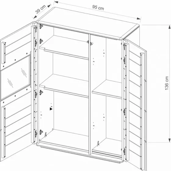 vaisselier bois 2 portes pour salon collection VERONA