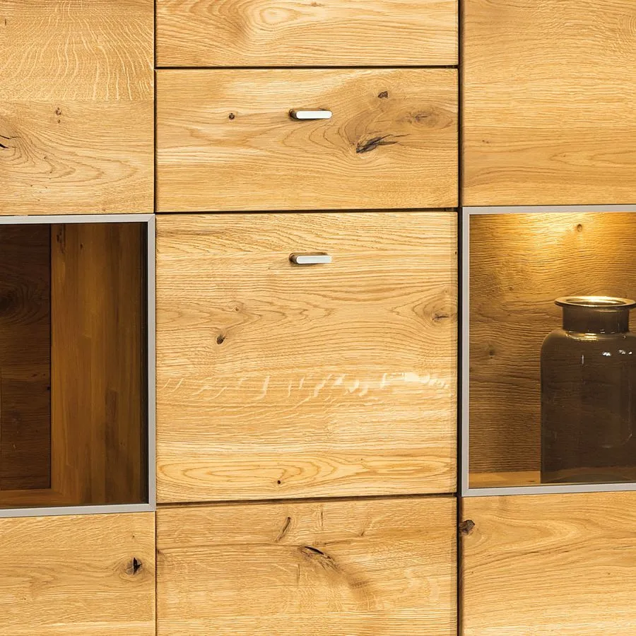 Vaisselier en bois massif avec façades vitrées collection VERONA