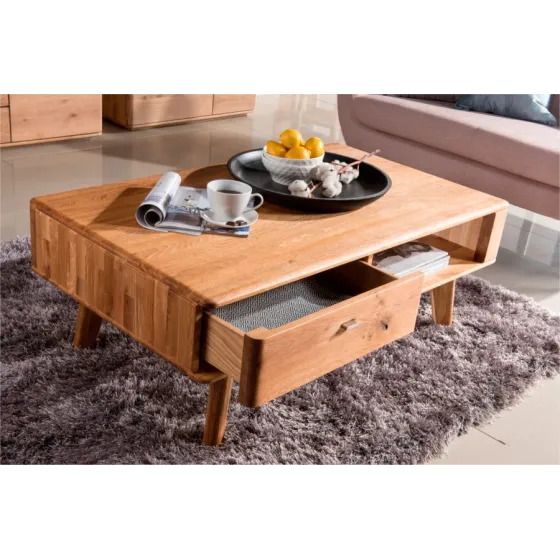 Table basse bois avec tiroir et niche de rangement collection VERONA