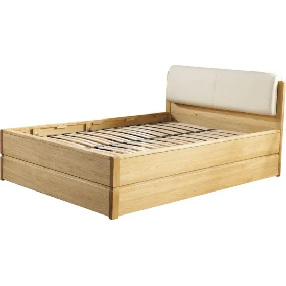 lit coffre en bois 160x200 finition chêne clair collection VOLA