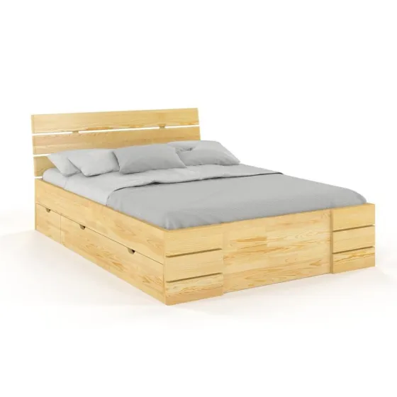 Lit pin massif avec rangements 160x200