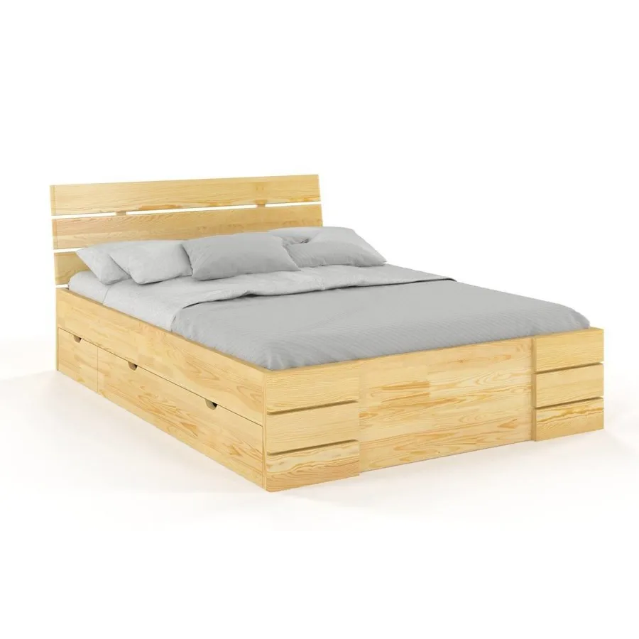 Lit pin massif avec rangements 160x200