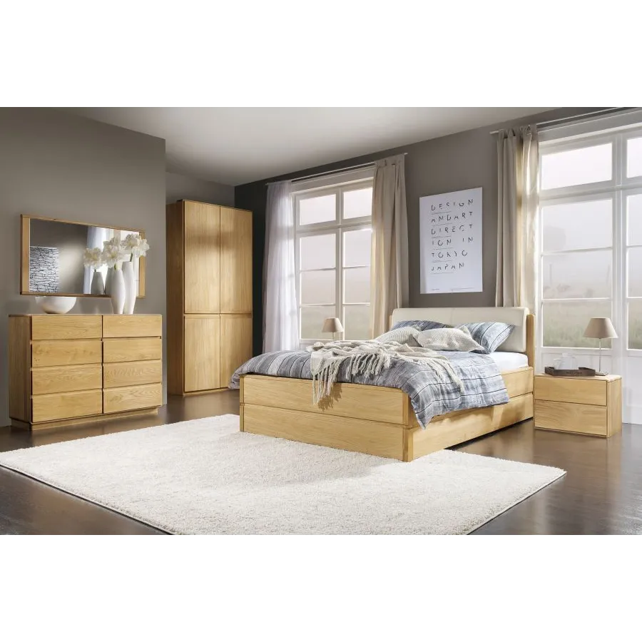 Lit coffre 160x200 en chêne pour chambre a coucher collection VOLA
