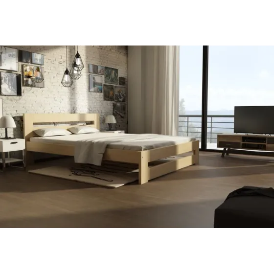Lit en pin naturel pour chambre collection MAURI