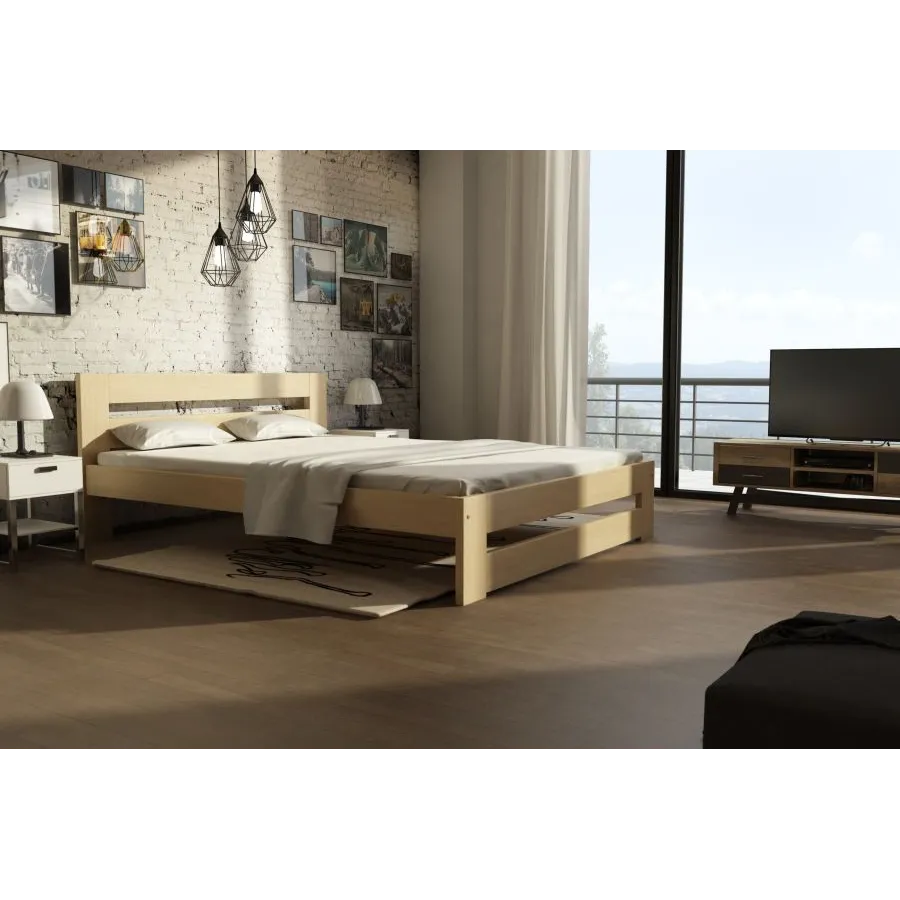 Lit en pin naturel pour chambre collection MAURI