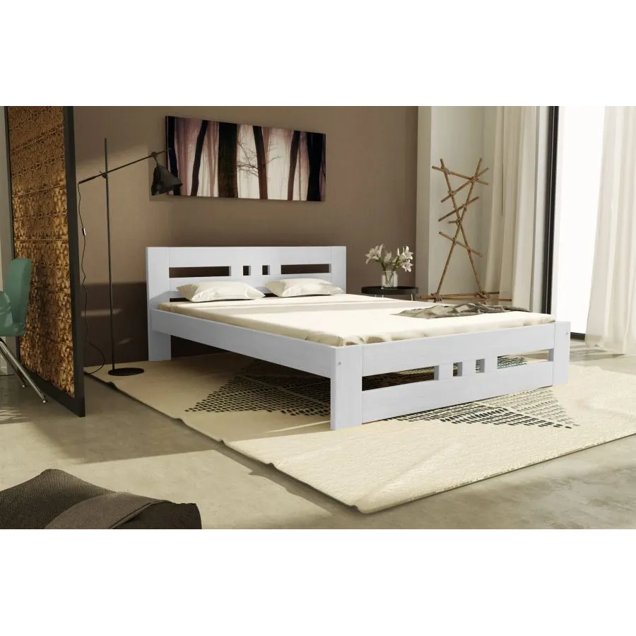 lit en pin massif finition blanc collection MAURI II