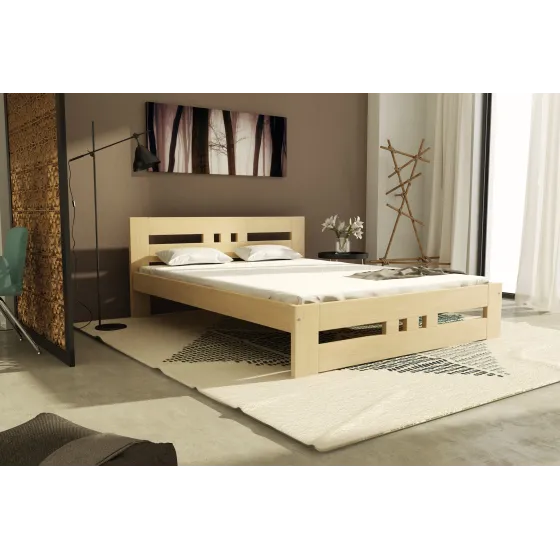 lit en pin massif finition naturel chambre adulte collection MAURI II