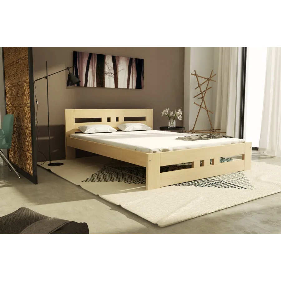 lit en pin massif finition naturel chambre adulte collection MAURI II