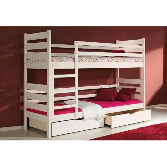 Lit superposé en bois avec deux tiroirs collection TOMI