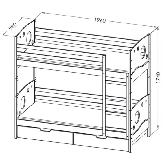 Lit superposé en bois 2 couchages collection OLIVER