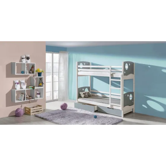 Lit superposé en bois 2 places pour chambre enfant collection OLIVER