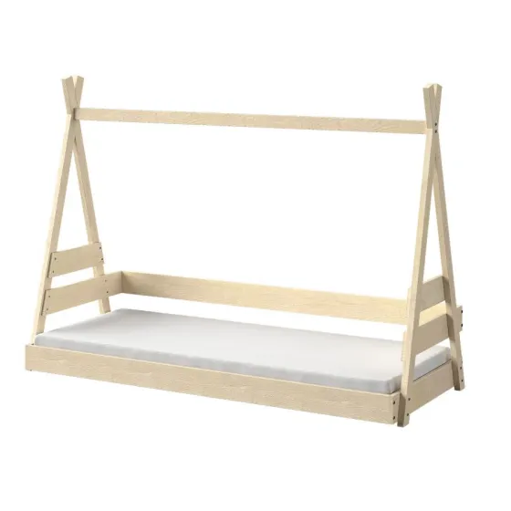 Lit cabane en bois finition naturel collection MOBI