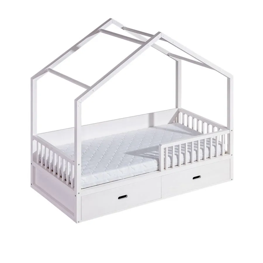 Lit cabane 90x200 en bois blanc collection SPOT