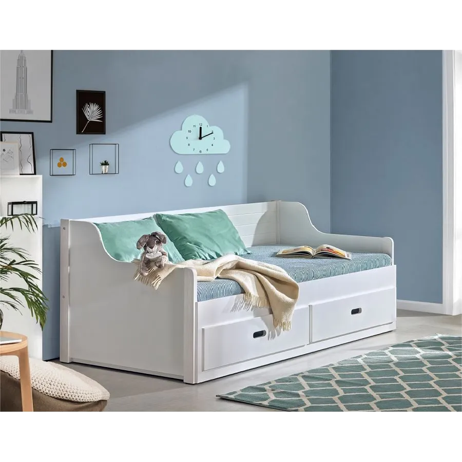 Lit gigogne en pin blanc collection HOBBY