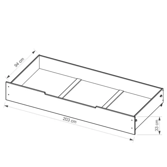 Tiroir de rangement pour lit enfant en bois 90x200 collection TED