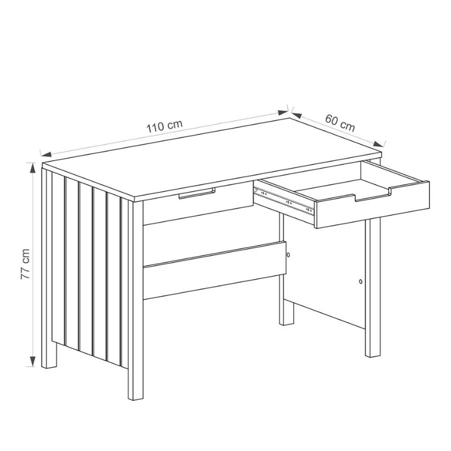 Bureau en bois 2 tiroirs collection TOM