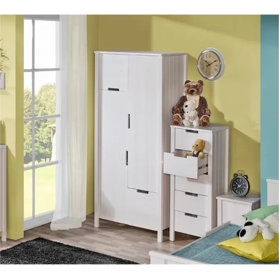 Armoire en bois finition blanc collection TOM