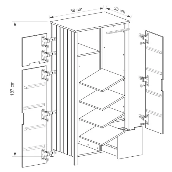 Armoire en bois 3 portes collection TOM