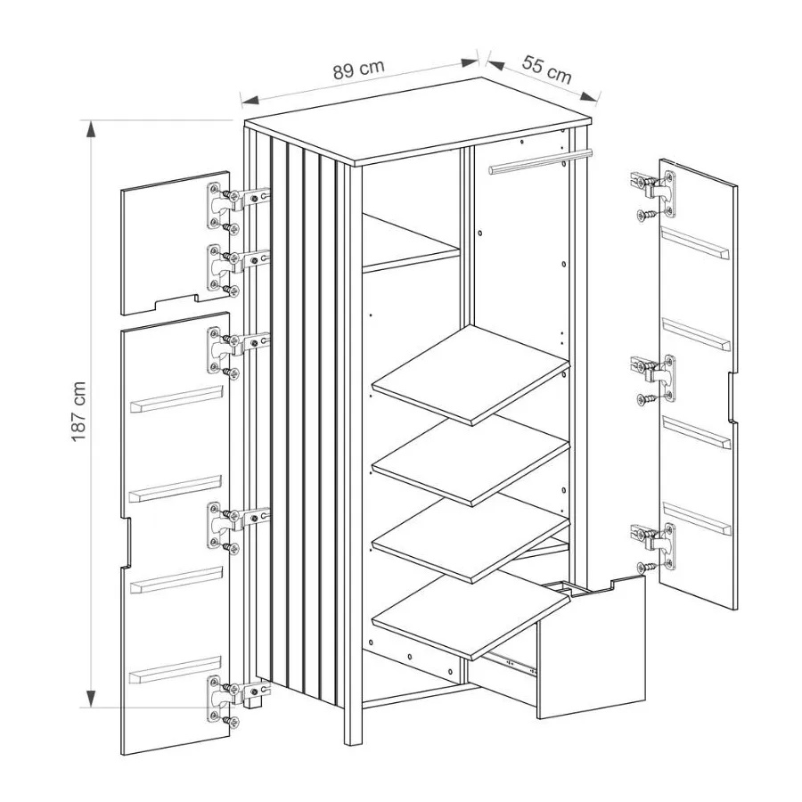 Armoire en bois 3 portes collection TOM