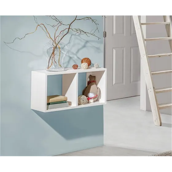 Etagère murale en bois pin massif blanc chambre enfant TOM