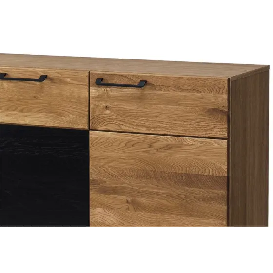 Buffet en bois finition chêne naturel et bois noir collection DIAMOND