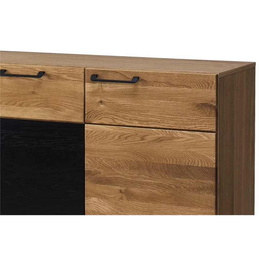 Buffet en bois finition chêne naturel et bois noir collection DIAMOND
