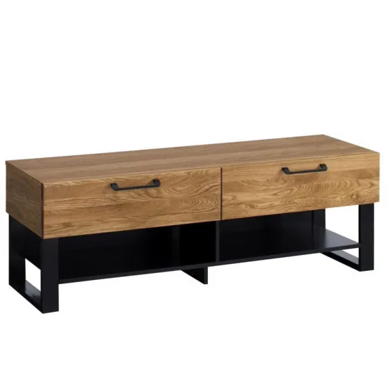 Meuble TV en bois et métal 2 tiroirs collection DIAMOND