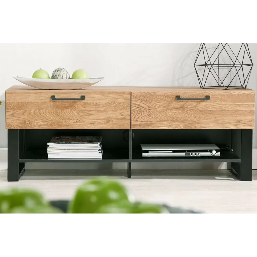 Meuble TV en bois et métal avec 2 niches de rangement collection DIAMOND