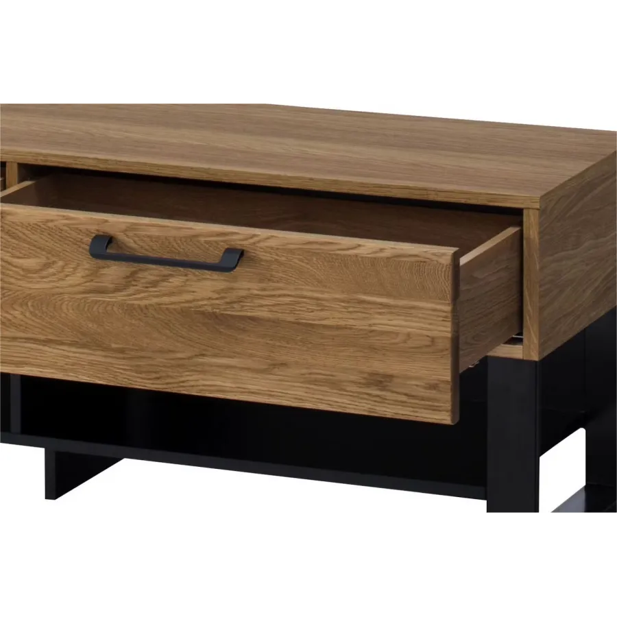 Meuble TV en bois et métal finition chêne naturel collection DIAMOND