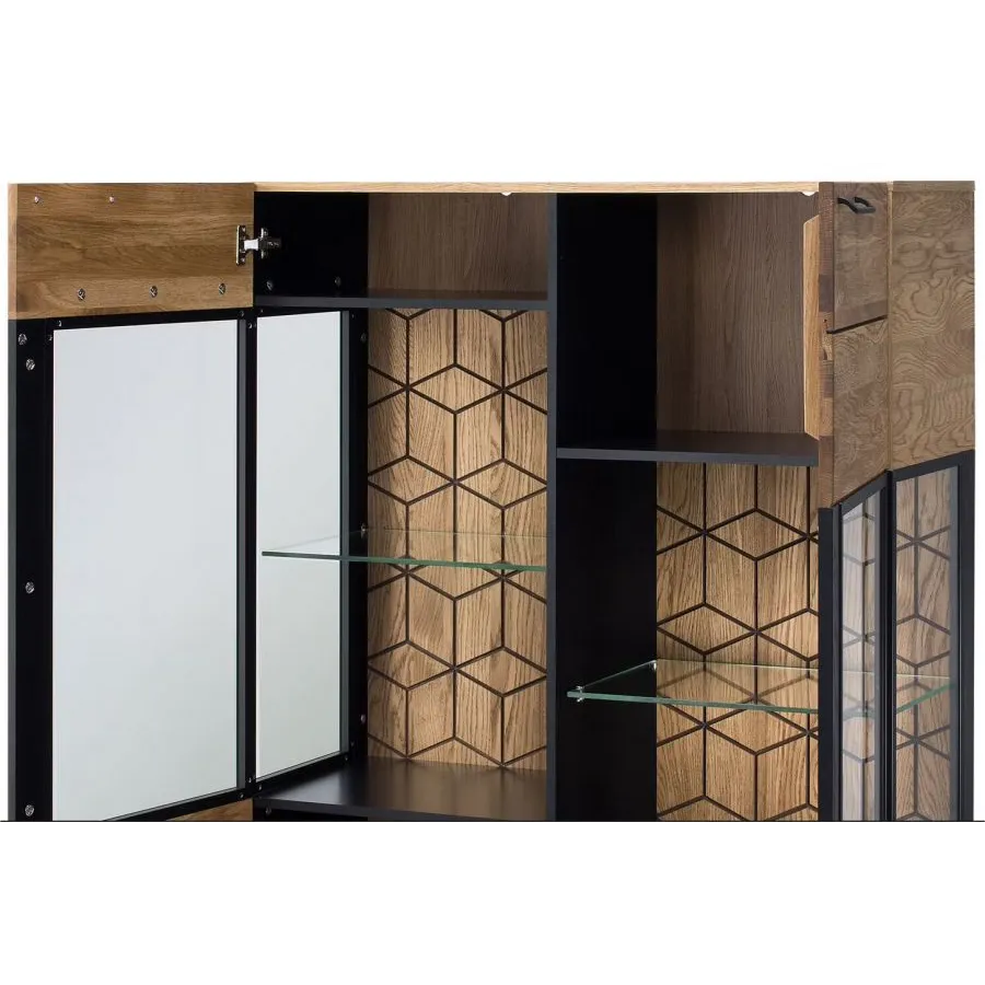 Vaisselier en bois et métal avec 2 portes collection DIAMOND