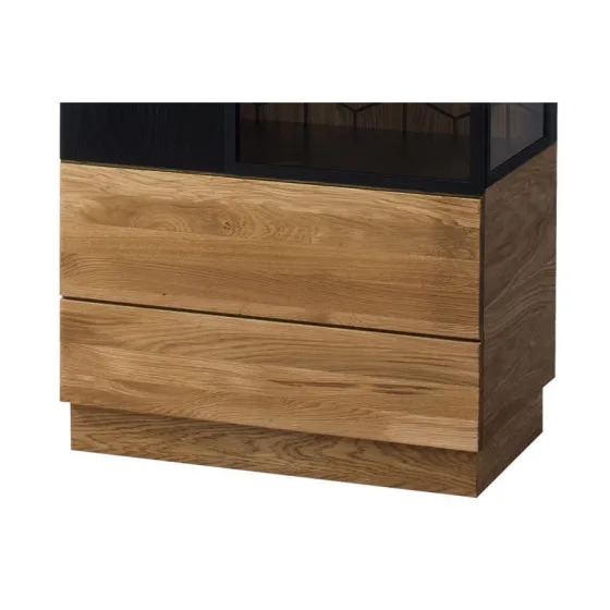 Vitrine industrielle bois et métal chêne naturel 1 porte DIAMOND