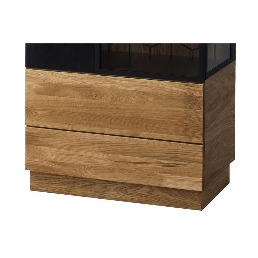 Vitrine industrielle bois et métal chêne naturel 1 porte DIAMOND