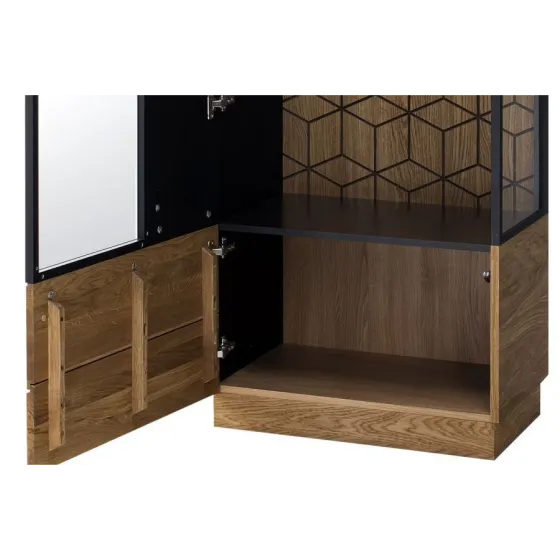 Vitrine industrielle bois et métal chêne naturel 1 porte DIAMOND