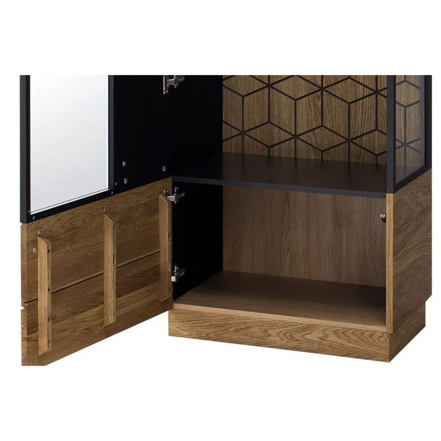 Vitrine industrielle bois et métal chêne naturel 1 porte DIAMOND