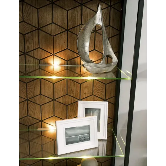 Vitrine industrielle bois et métal chêne naturel 1 porte DIAMOND