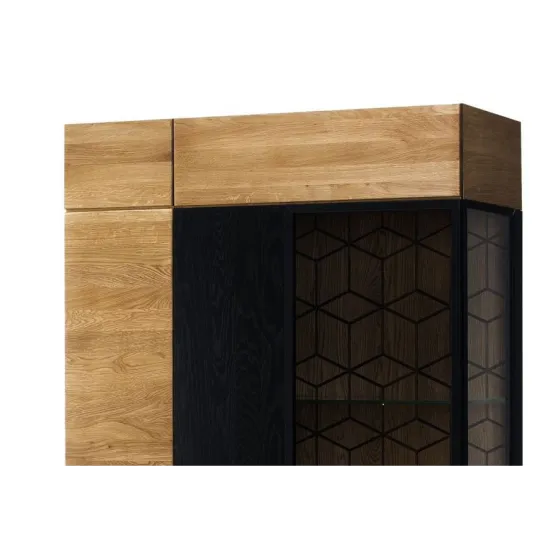Vaisselier en chêne et métal noir 2 portes collection DIAMOND