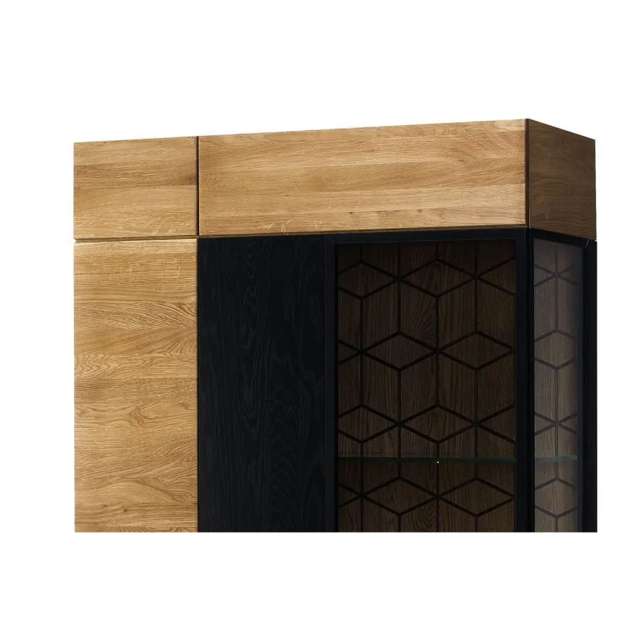 Vaisselier en chêne et métal noir 2 portes collection DIAMOND
