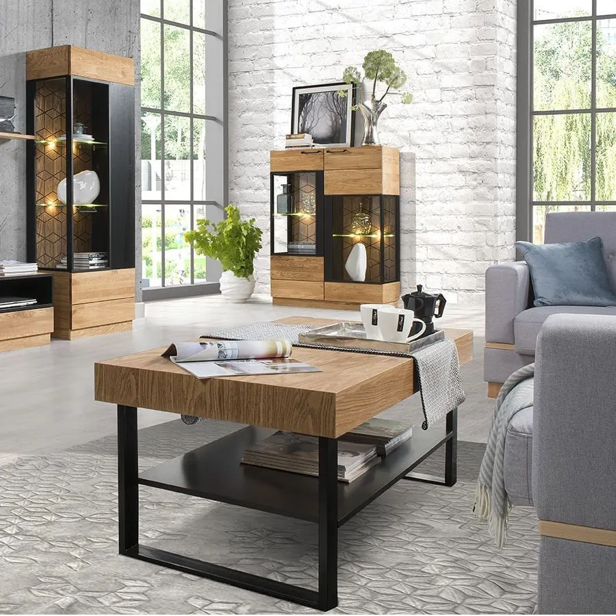 Table basse bois avec pieds en métal collection DIAMOND
